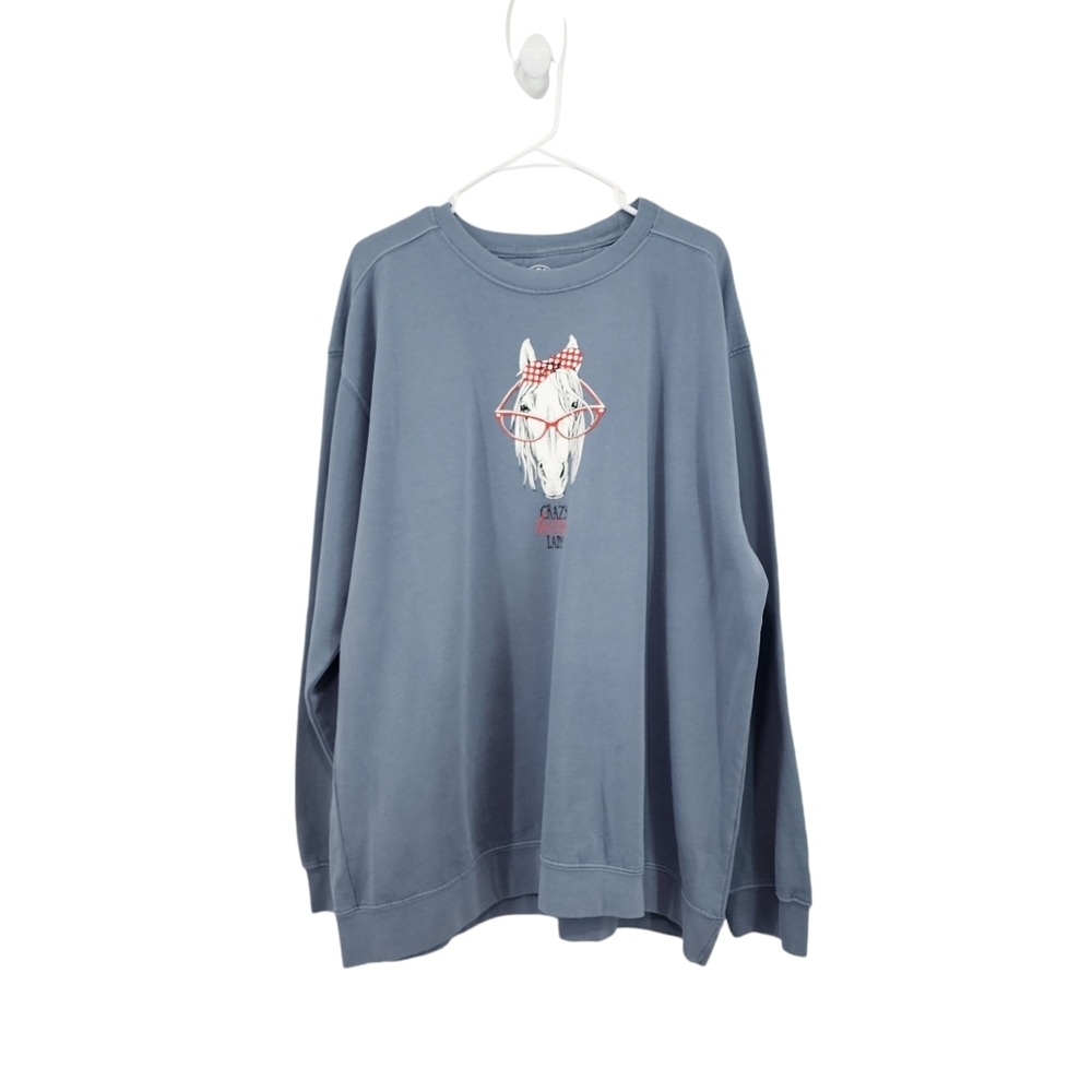 Amadora Sport Women's Cotton Poly Horse Graphic Sweatshirt - XL